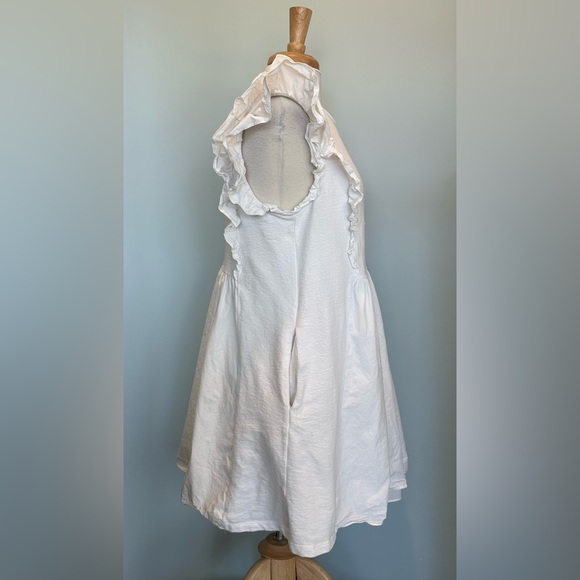 English Factory Mixed Media Ruffle Sleeve White Dress Size Large - Picture 13 of 16